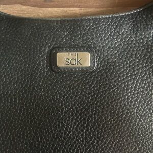 Black Pebbled Leather THE SAK Tote Handbag Purse Shoulder Hobo Bag